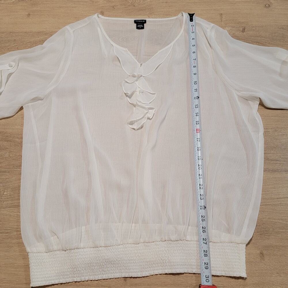 Torrid Plus Size 3X Top Whimsy Preppy Coquette Ruffle Flowy Sheer Cottagecore - Picture 8 of 8